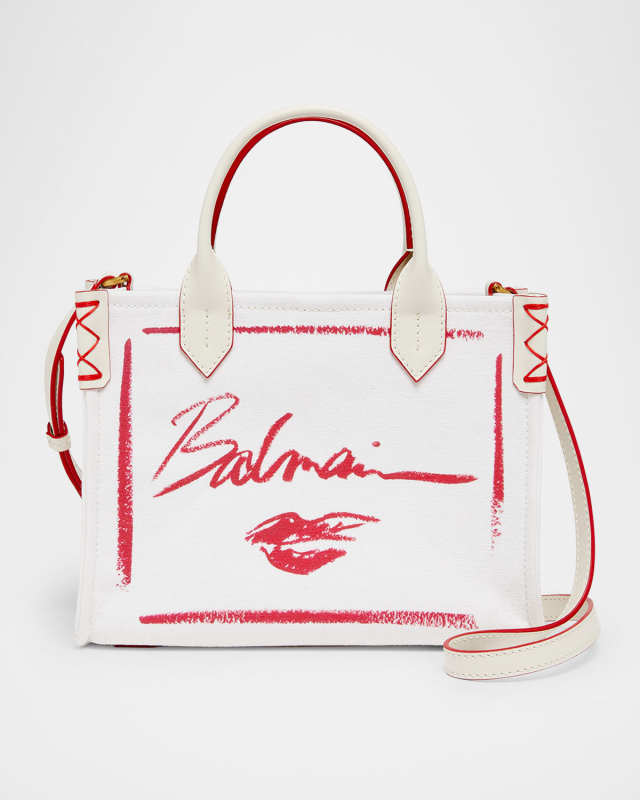 B-Army Small Shopper Tote Bag in Lipstick-Print Canvas